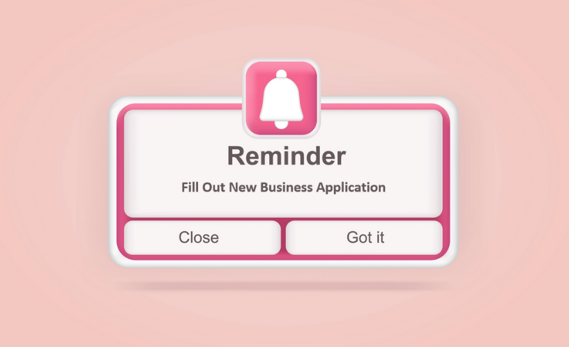 Image showing calendar reminder to fill out business application