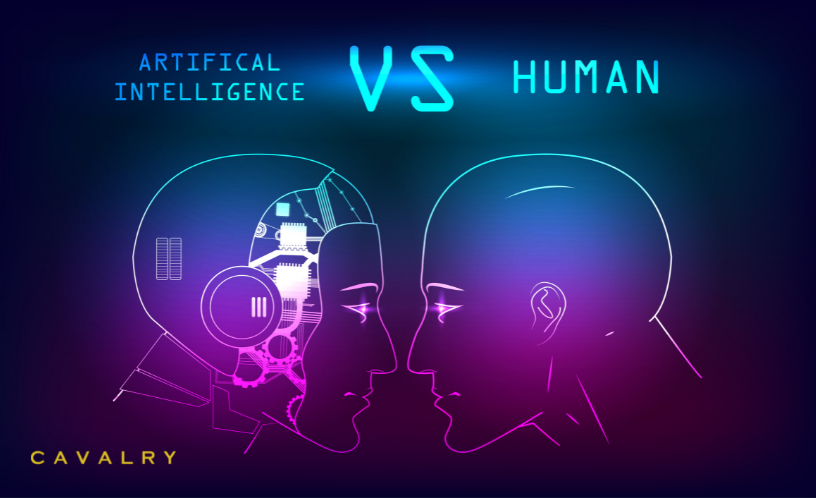 Illustration meant to depict the relationship between humans and artificial intelligence.